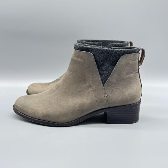 Vionic Boots Womens 8 Gray Brown Leather Joslyn Weather Resistant Ankle Booties - Picture 4 of 11